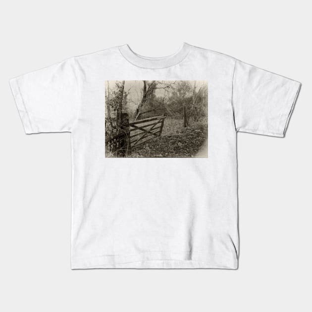 A rustic dilapidated farm gate. Kids T-Shirt by stevepaint